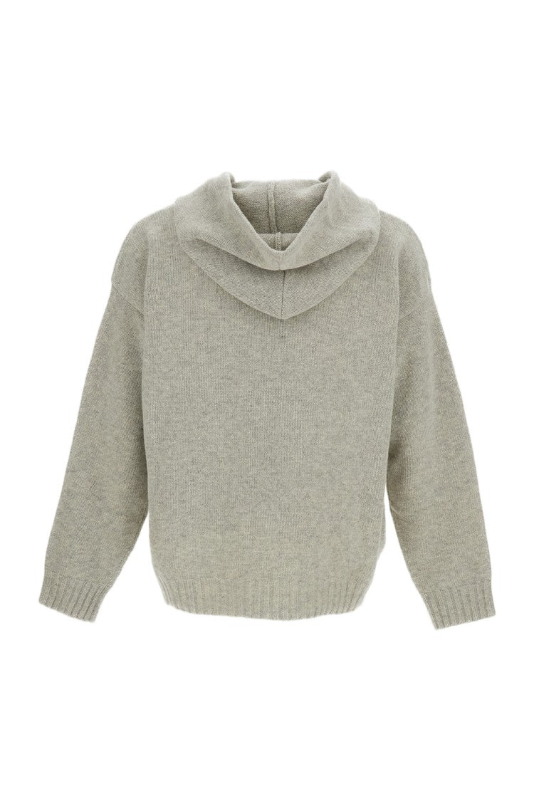 Mm6 By Maison Margiela Oversized Wool Blend Hoodie With Hand-Painted Logo