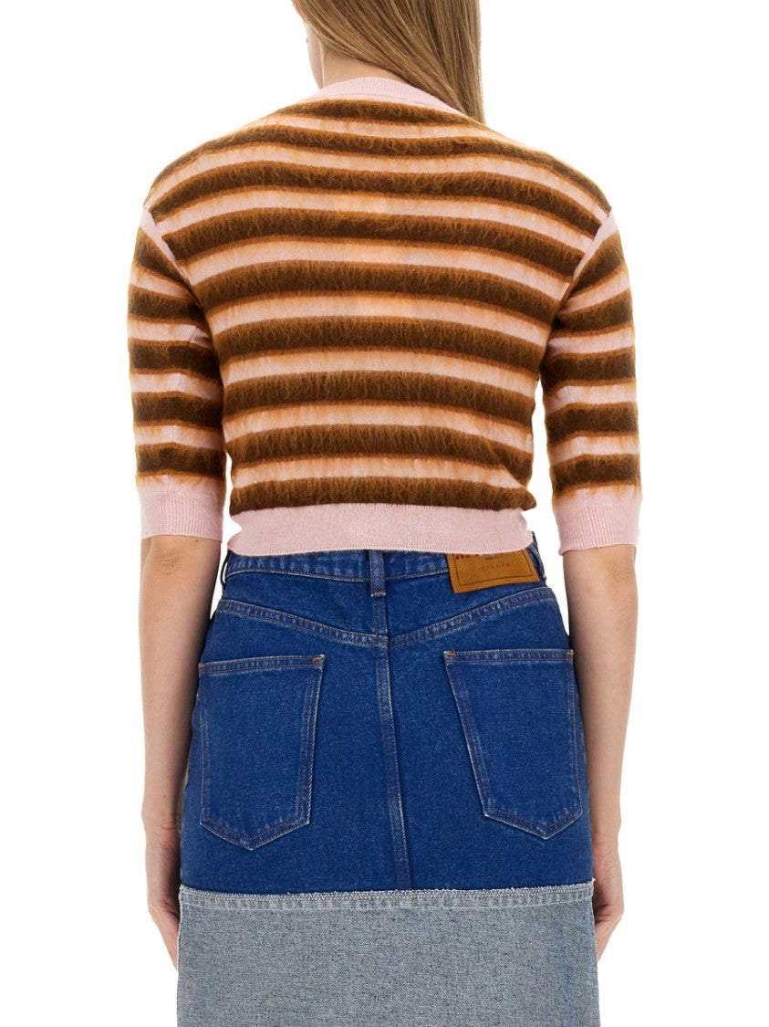 Marni Cropped Cardigan With Playful Stripe Pattern