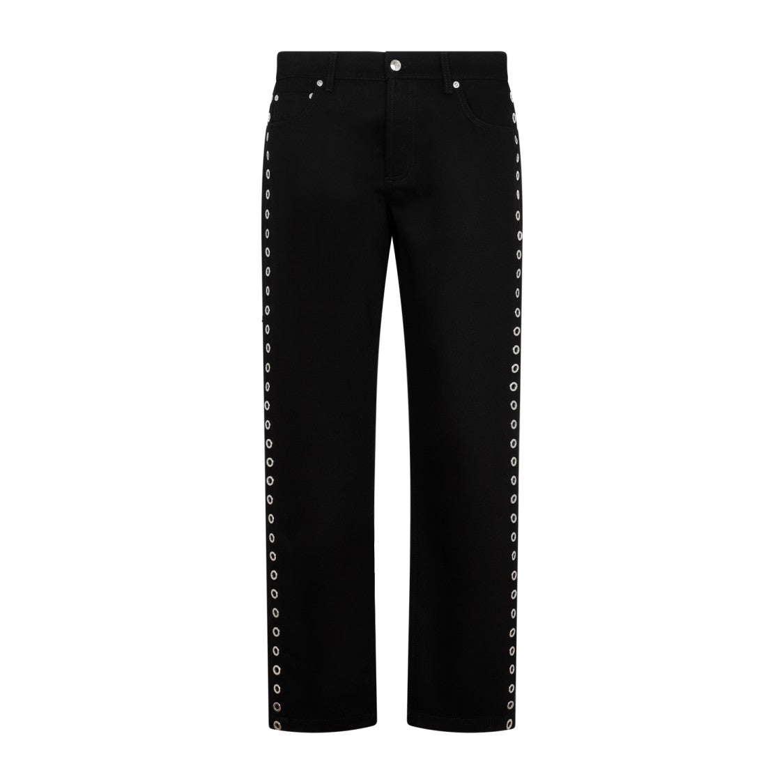 Alexander Mcqueen Black Eyelet Cotton Denim