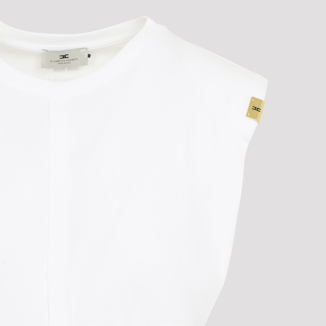 Elisabetta Franchi Chalk White Cotton T-Shirt With Knot