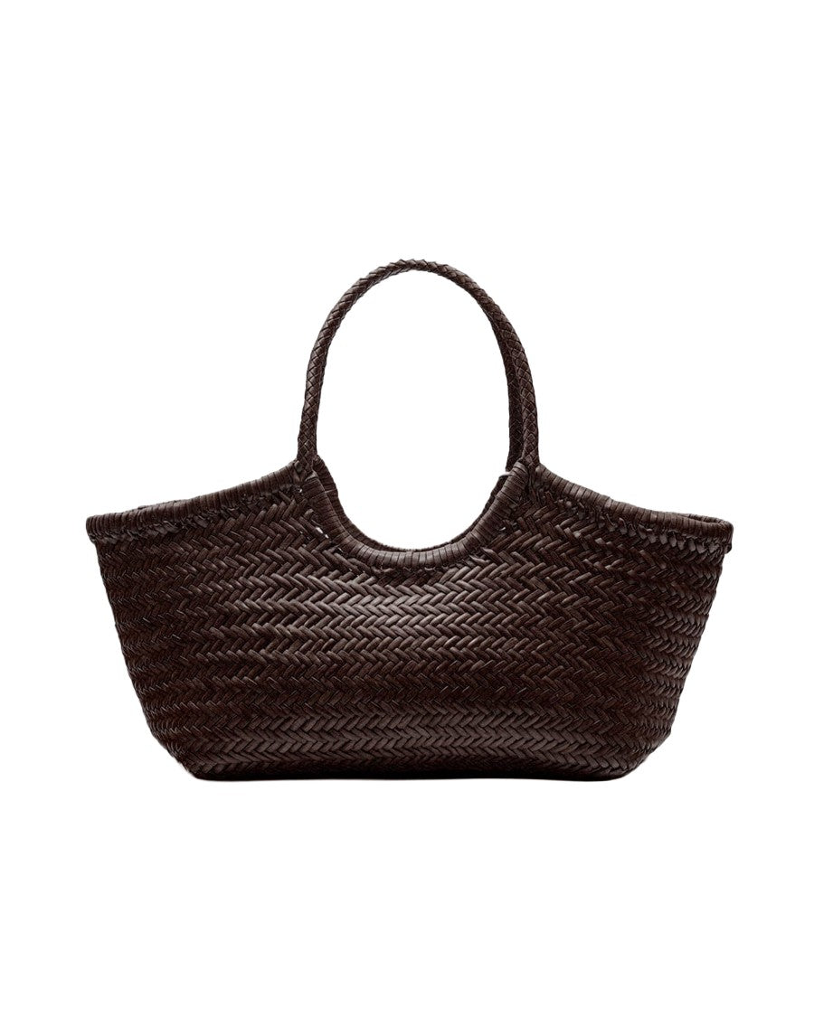 Dragon Diffusion Nantucket Basket Big Dark Brown Handwoven Leather Shoulder Bag