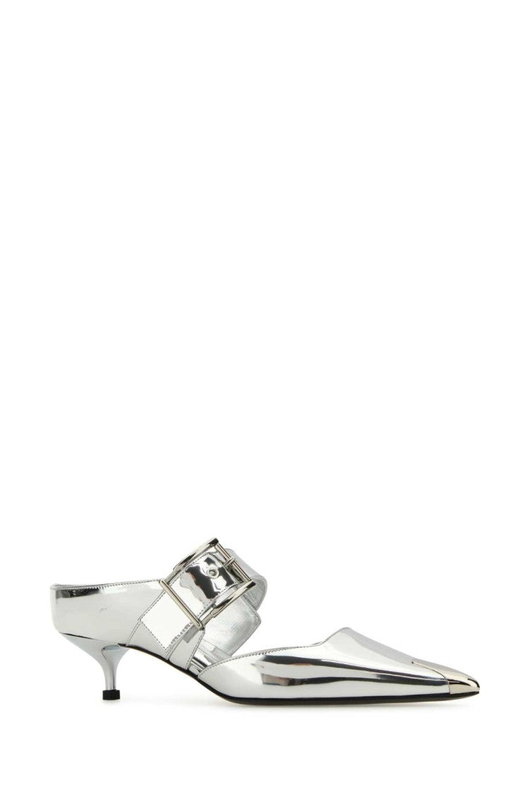 Alexander Mcqueen Silver Leather Punk Pumps