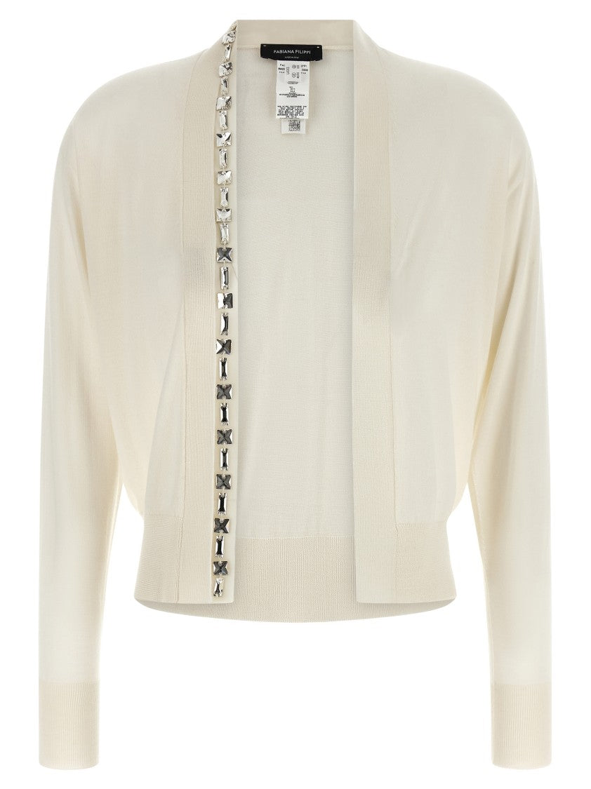Fabiana Filippi Dressing Gown-Style Cashmere And Silk Blend Cardigan With Crystal Appliqué