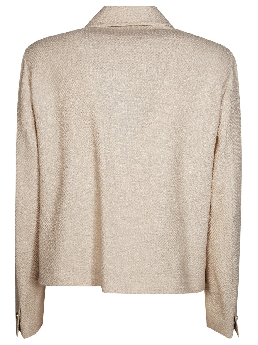 Circolo Herringbone Cotton Linen Cropped Jacket