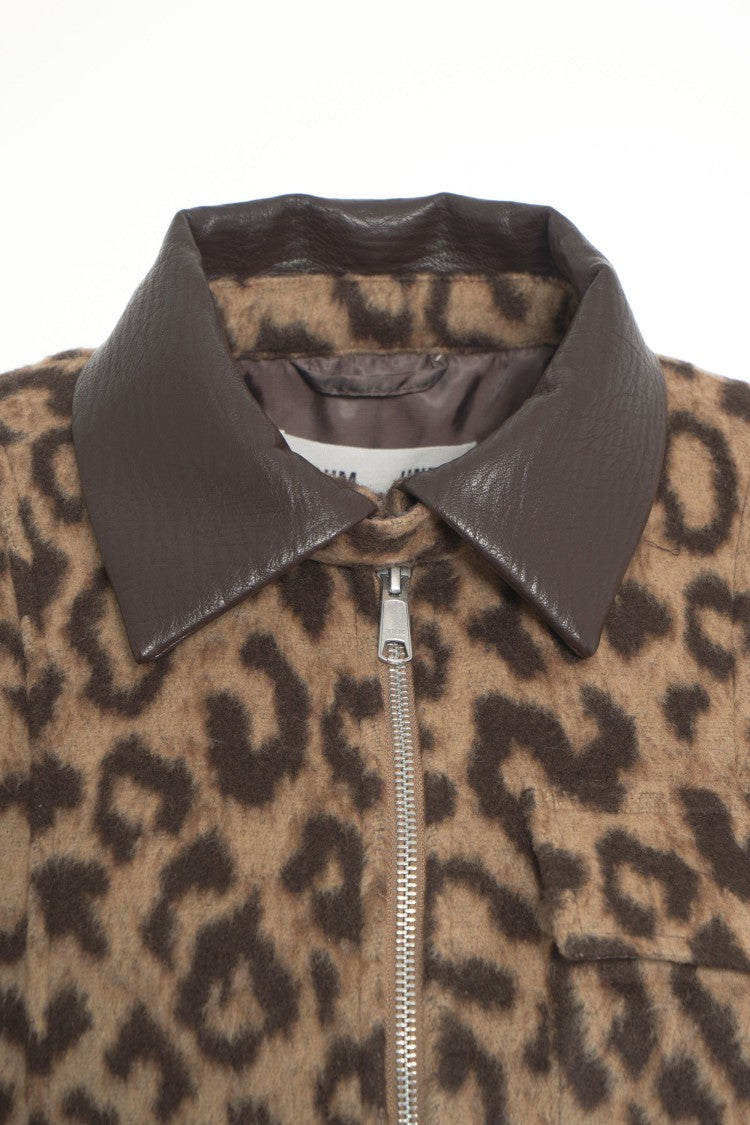 Baum Und Pferdgarten Animal Print Relaxed Fit Jacket With Faux Leather Collar