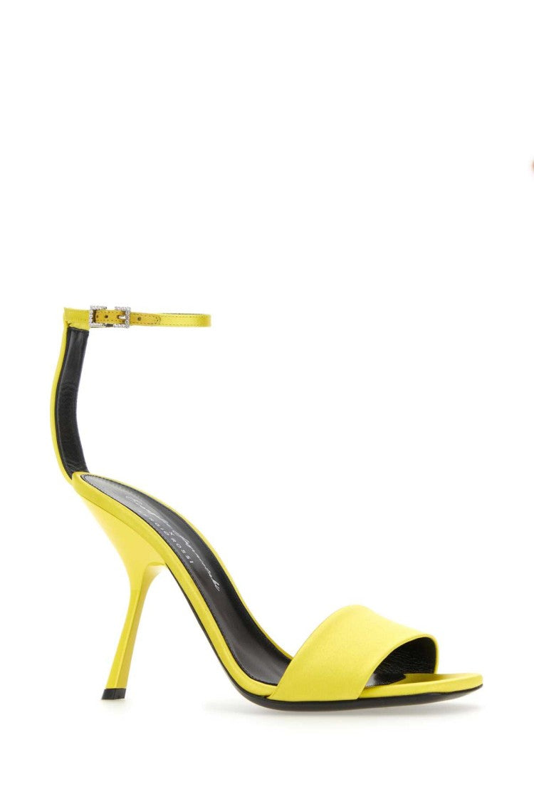 Sergio Rossi Yellow Satin Sandals With Delicate Ankle Strap