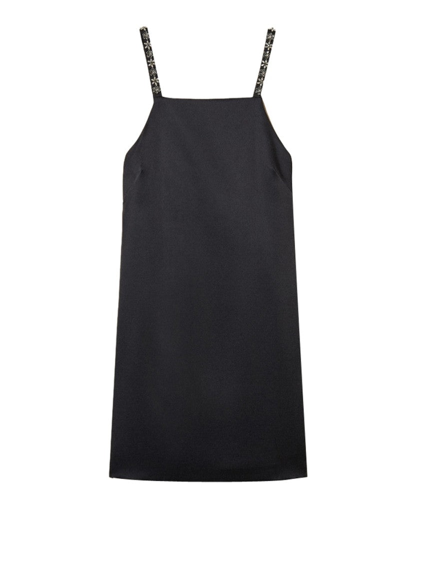 Twin-Set Straight-Cut Mini Dress With Floral Embroidery