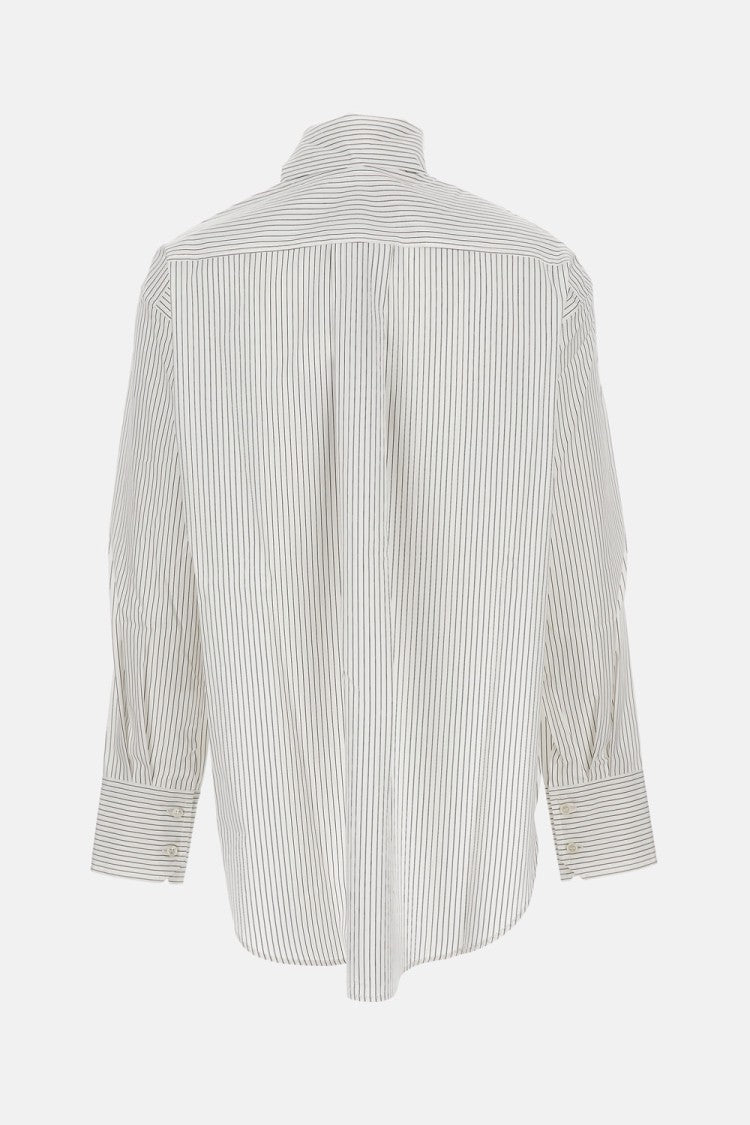 Plan C Striped Cotton Shirt With Front Closure