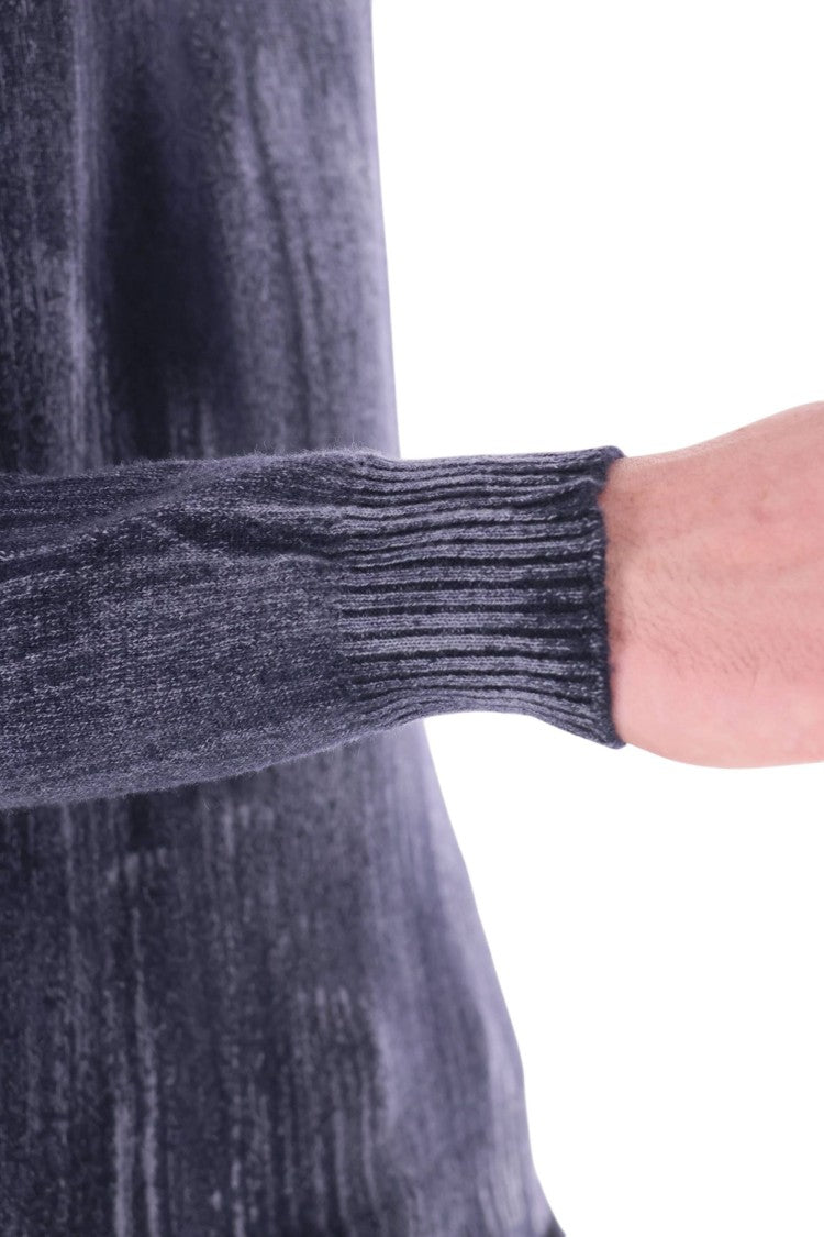Avant Toi Blue Scratched Cashmere Crewneck Sweater