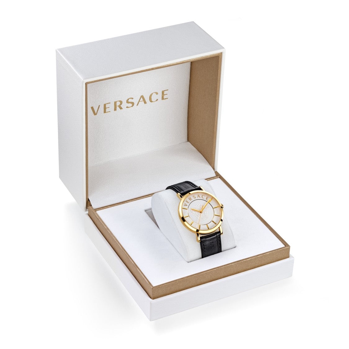 Versace 40Mm Gold-Tone Stainless Steel Watch With Medusa Embossing