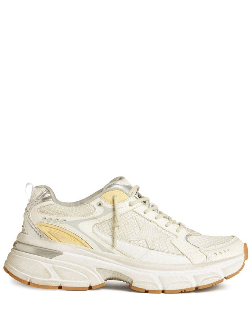Golden Goose Layered Sneakers With Bianco E Oro Design