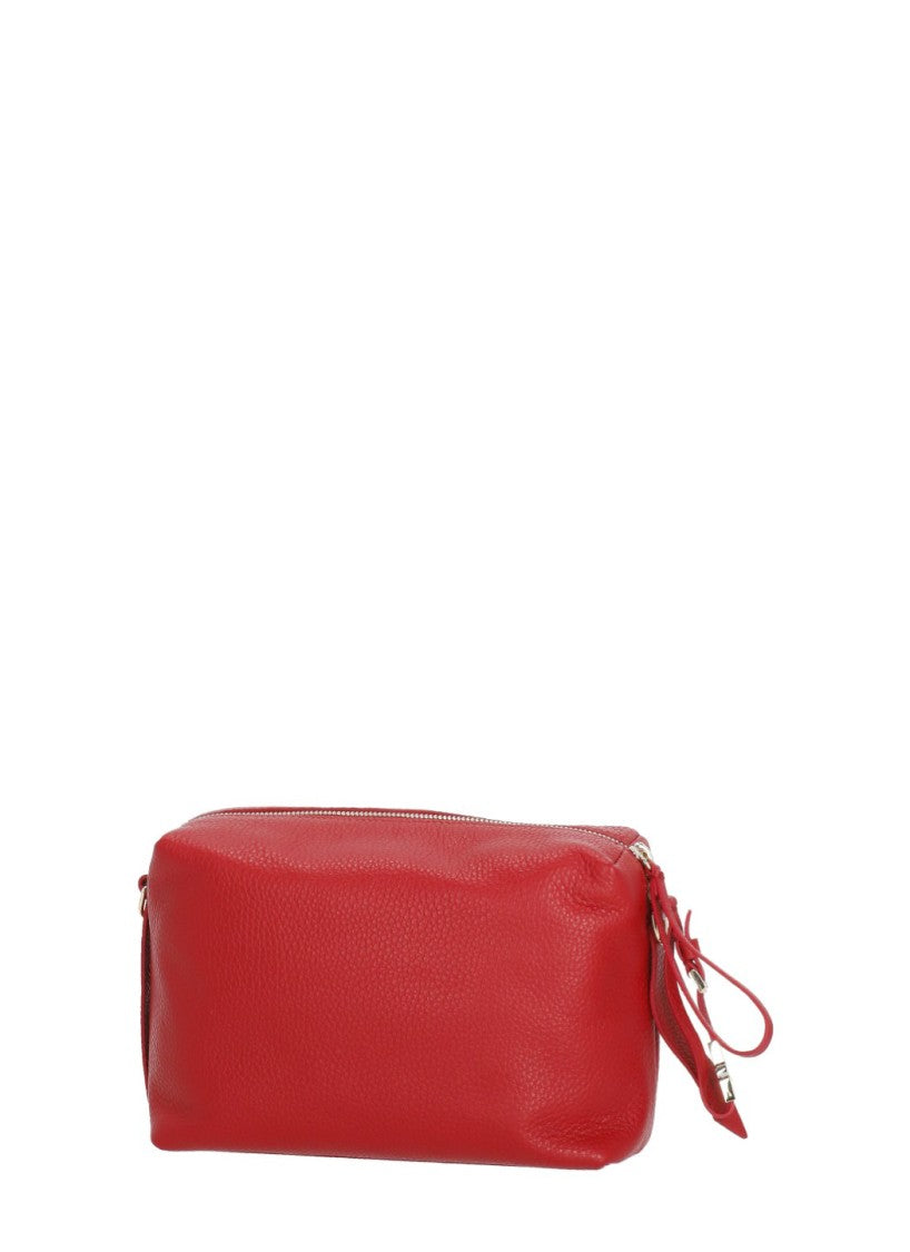 Coccinelle Red Textured Leather Nory Small Shoulder Bag