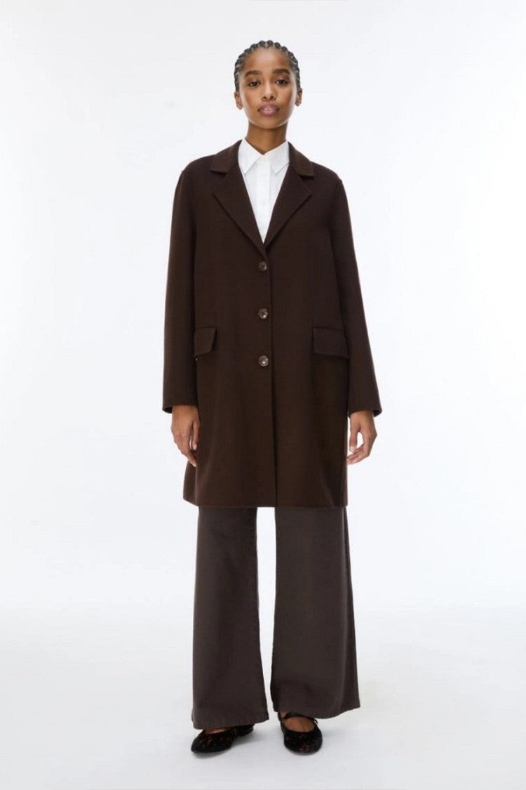 I Blues Dark Brown Single-Breasted Three-Button Coat
