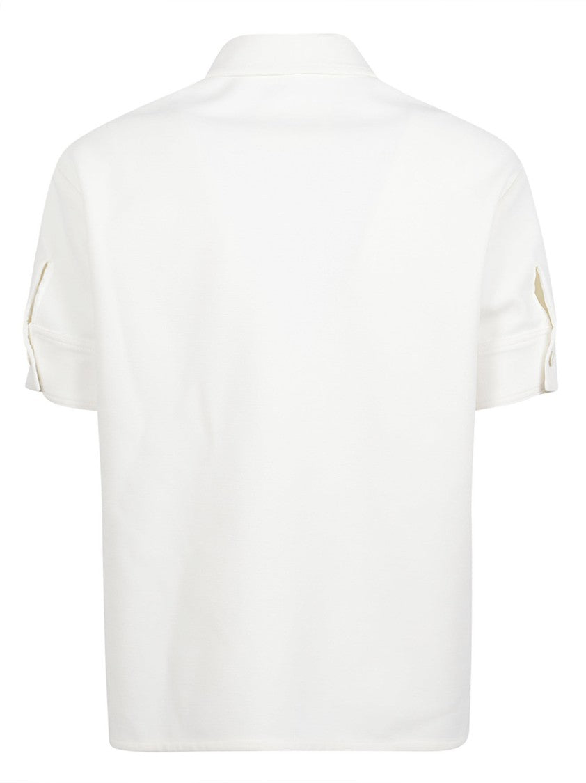 Jil Sander Compact White Cotton Jersey Polo With Embroidered Monogram