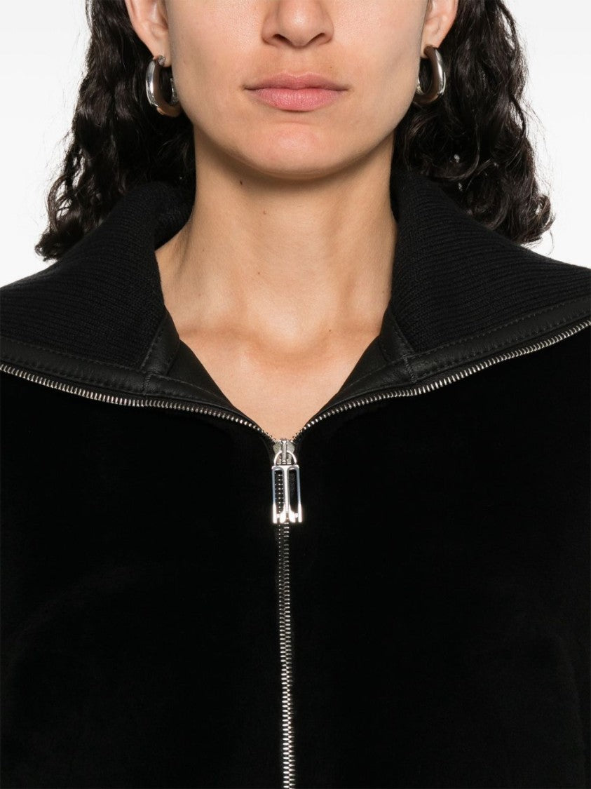 Victoria Beckham Cropped Black Bomber Jacket