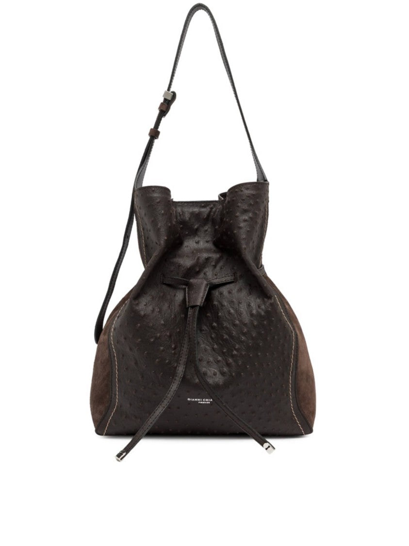 Gianni Chiarini Spacious Ostrich-Effect Leather Shoulder Bag