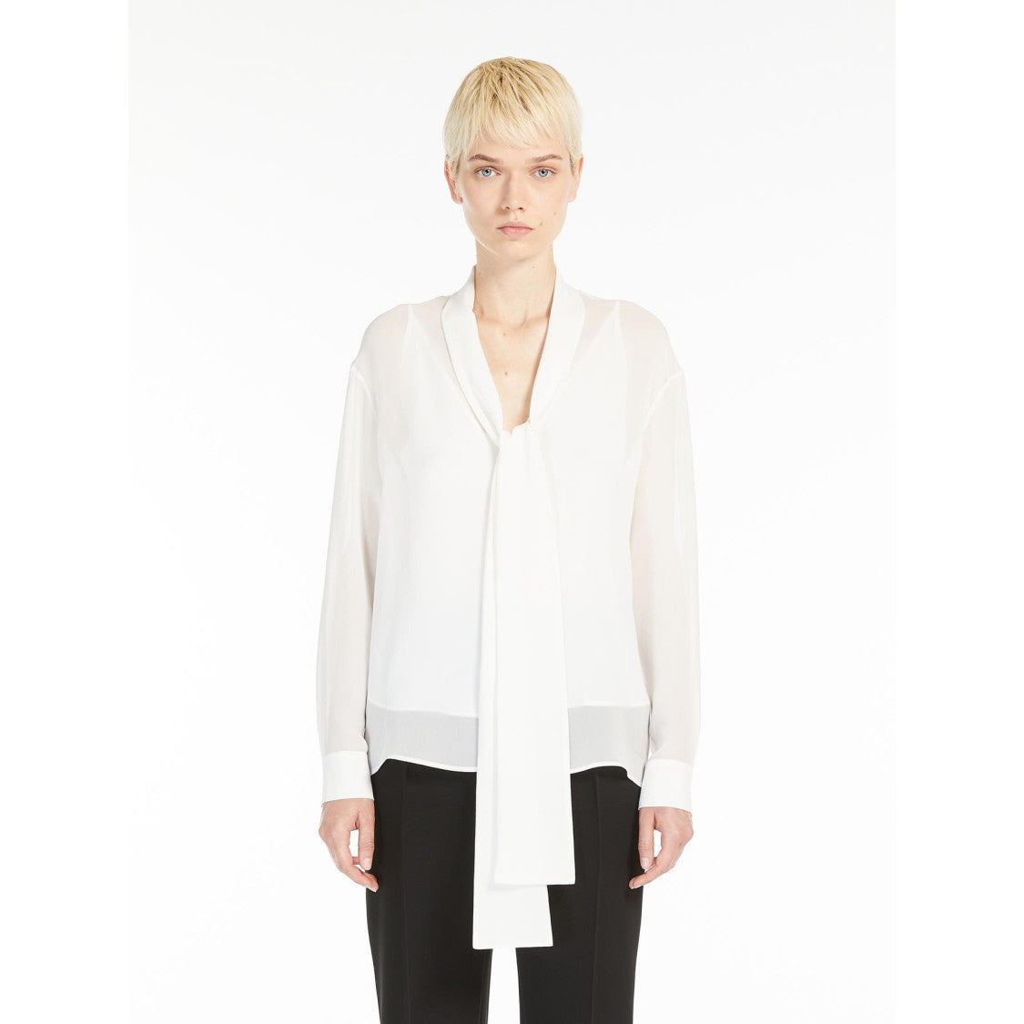 Max Mara White Blouse With Bow Tie Detail