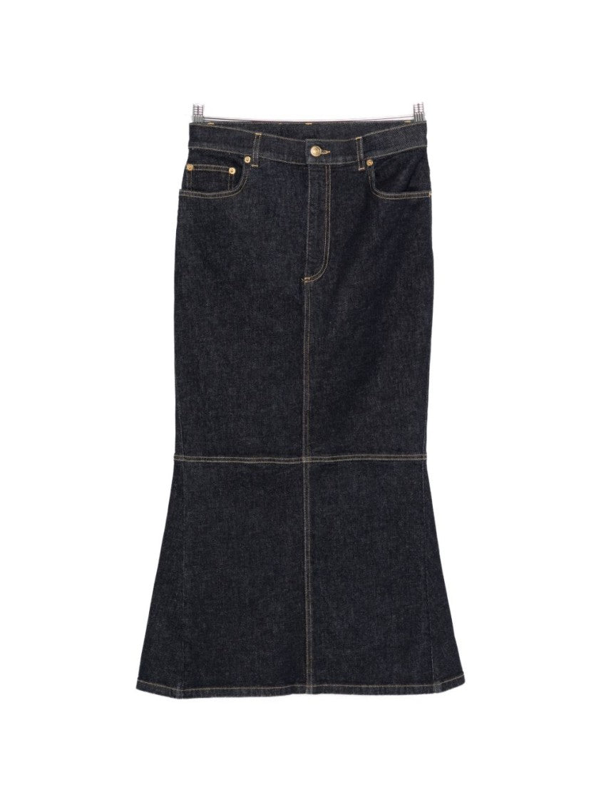 Moschino Blue Panelled Seam Detail Cotton Skirt