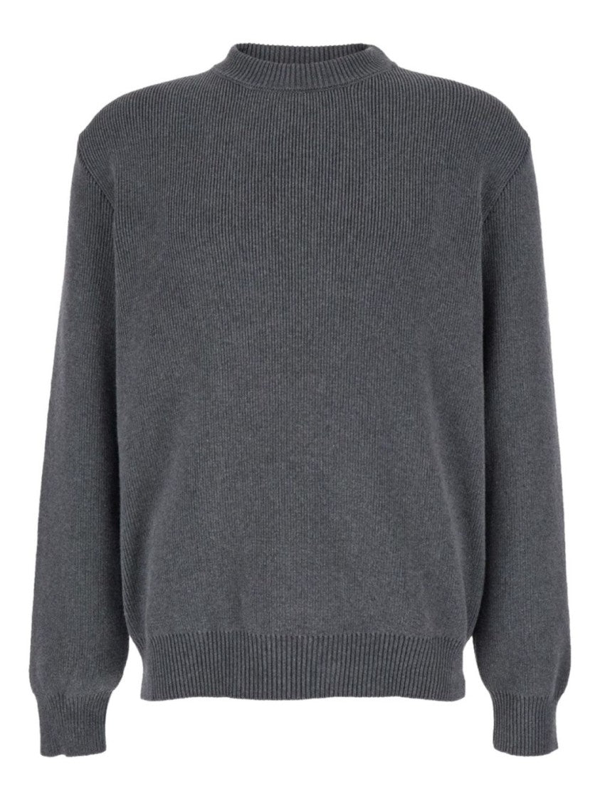 Golden Goose Grey Ribbed Finishes Cotton Sweater