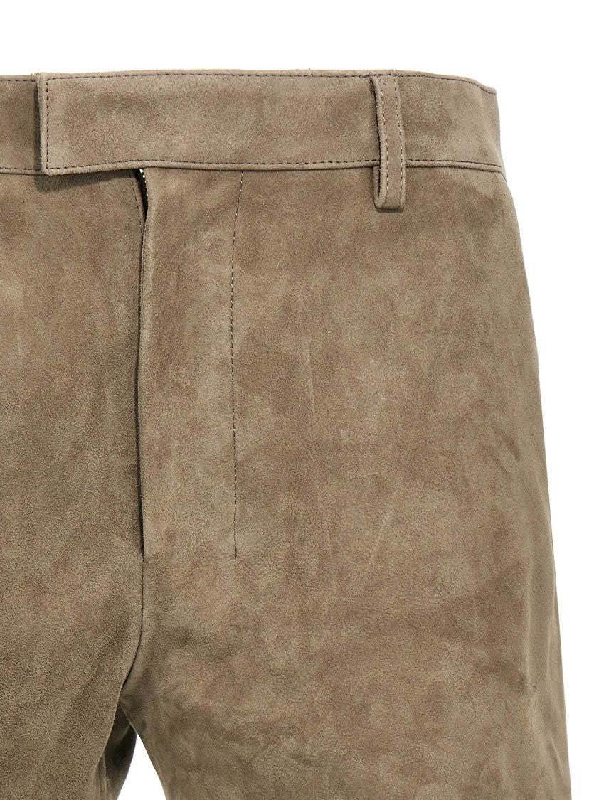 Ami Neutrals Suede Shorts With Zip