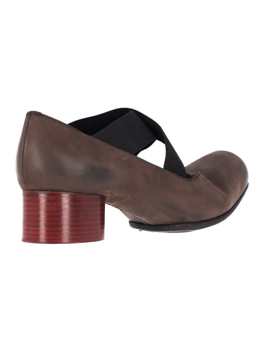Uma Wang Rounded Square Toe Low Stacked Heel Flats
