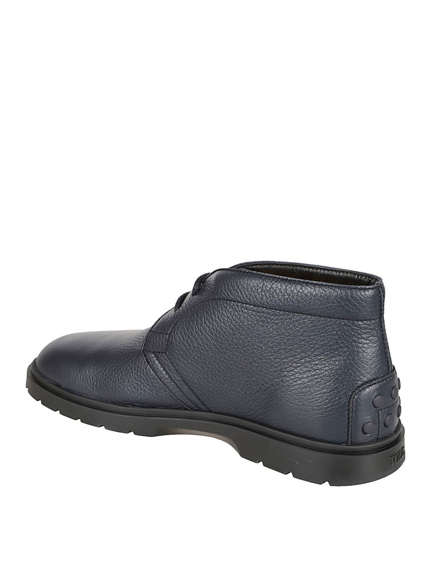 Tod's Embroidered Deerskin Ankle Boots With Pebble Detail