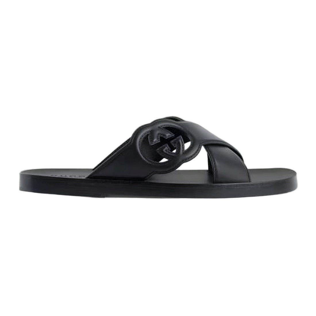 Gucci Black Leather Cross-Strap Gucci Sandals