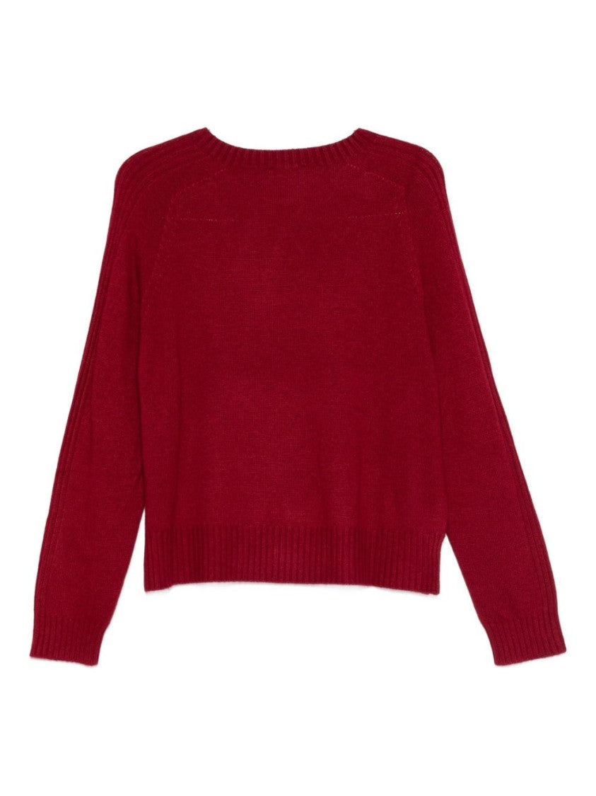 Liu Jo Red Knit Sweater With Heart Emblem Detail