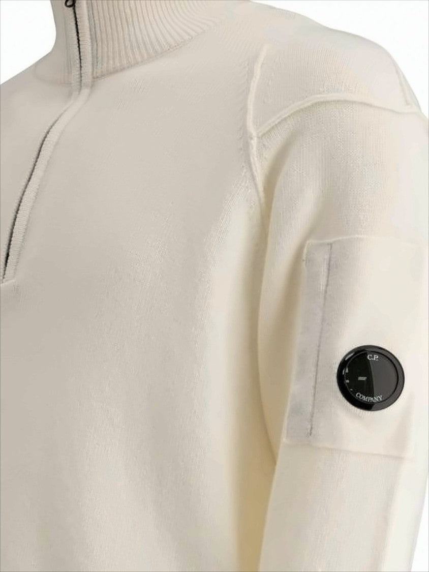 C.P. Company High Ribbed Collar Sweater With Half-Zip Closure And Patch Pocket