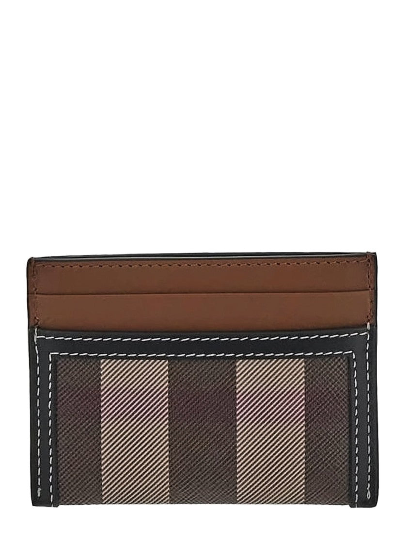 Burberry Striped Slim Card Wallet With Black Trim