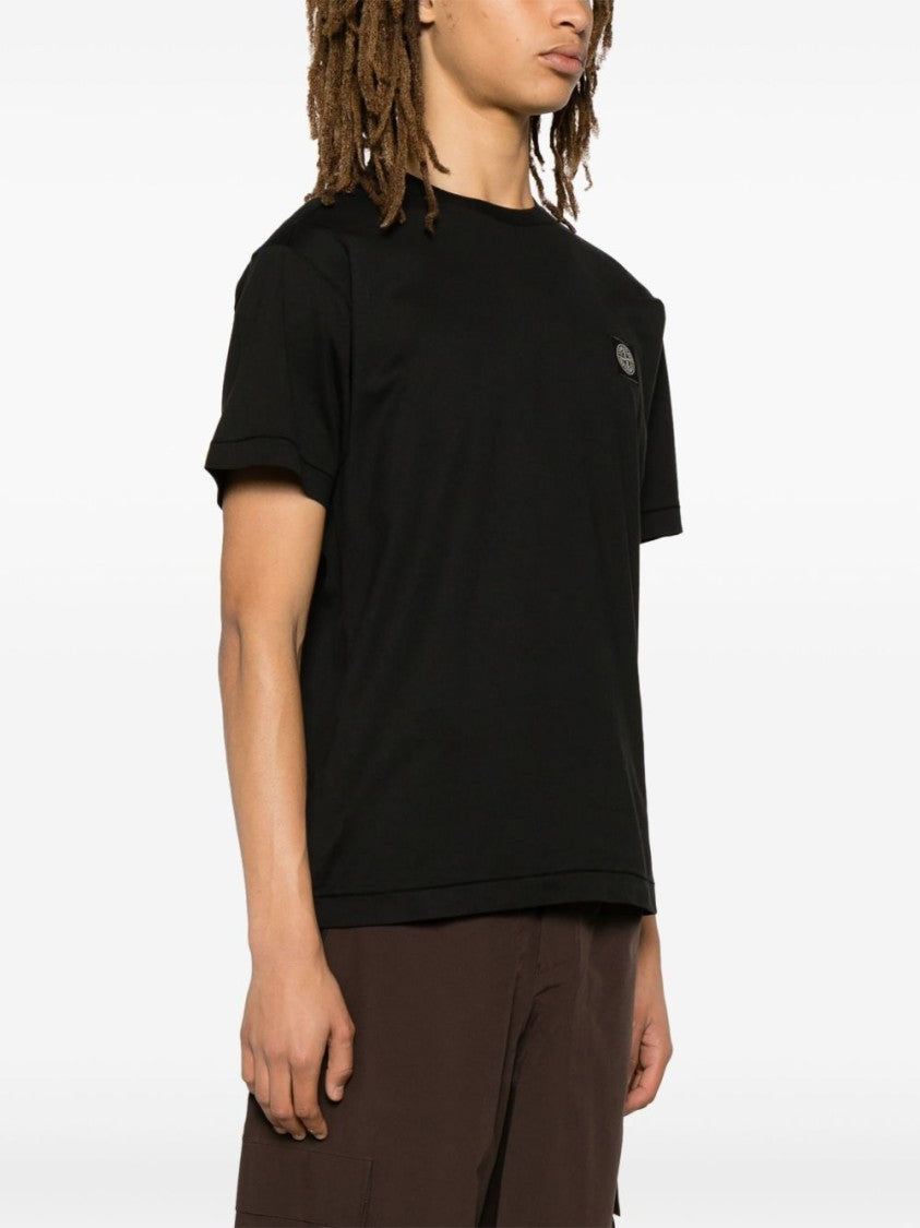 Stone Island Slim Fit Black T-Shirt With Logo Patch