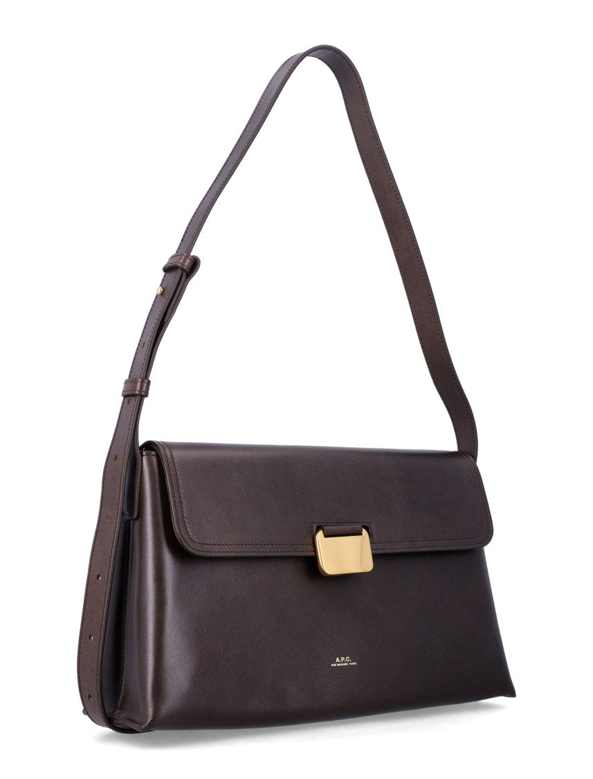 A.P.C. Smooth Leather Gold Clasp Shoulder Bag