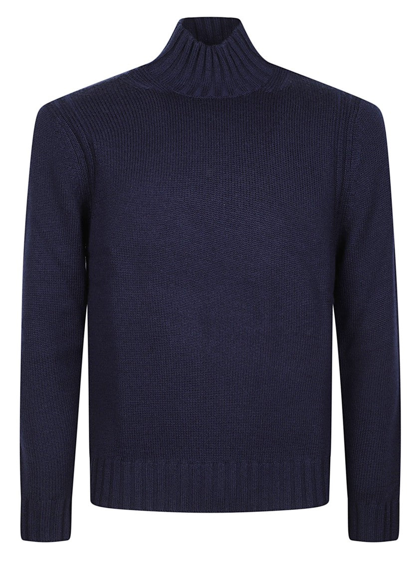 Ballantyne Plain High-Neck Ribbed Wool Sweater