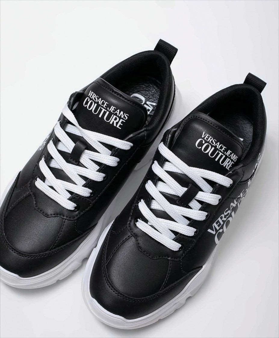 Versace Black Sneakers With Contrasting Logo