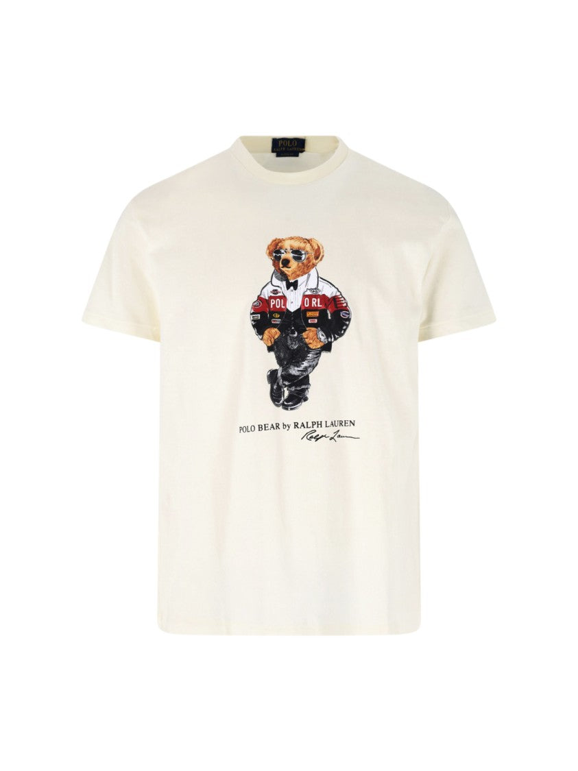 Polo Ralph Lauren Cream Polo Bear Print Cotton T-Shirt