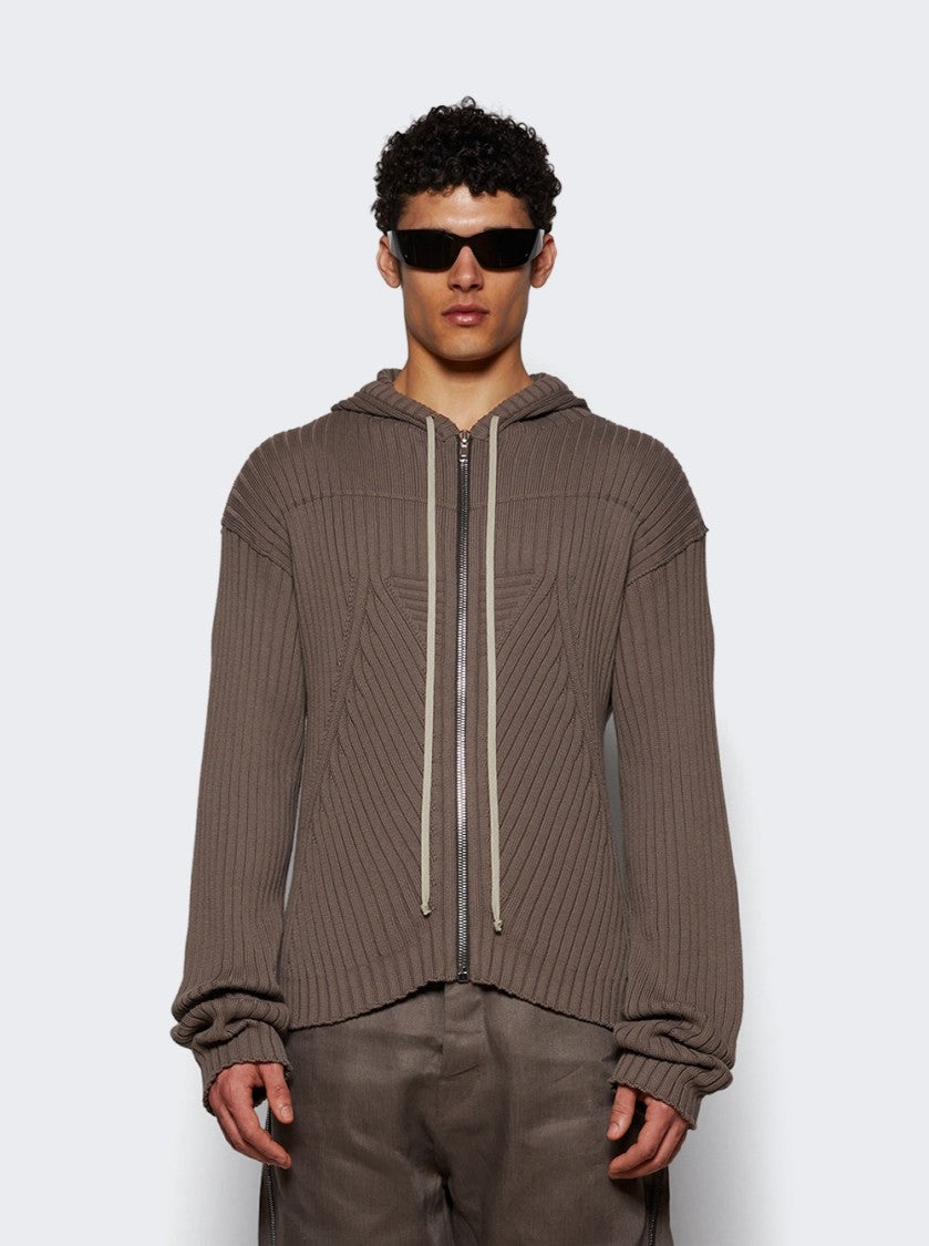 Rick Owens Zipped Hoodie Sweater Dust
