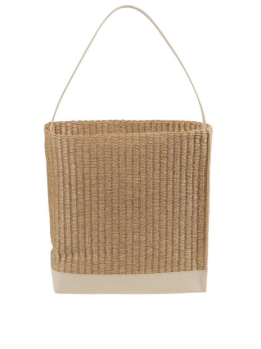 Marni Medium Woven Raffia-Effect Hobo Bag