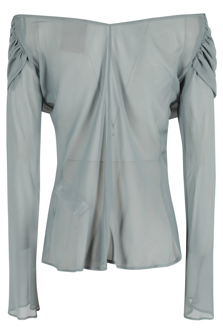 Semi Couture Dew-Toned Semi Couture Blouse With Off-Shoulder Design