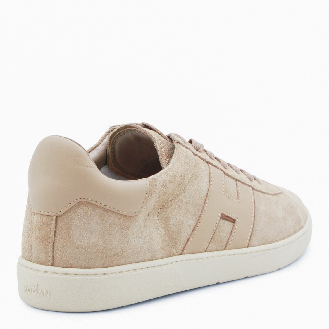 Hogan Beige Suede Low-Top Sneakers With Stitched Detail