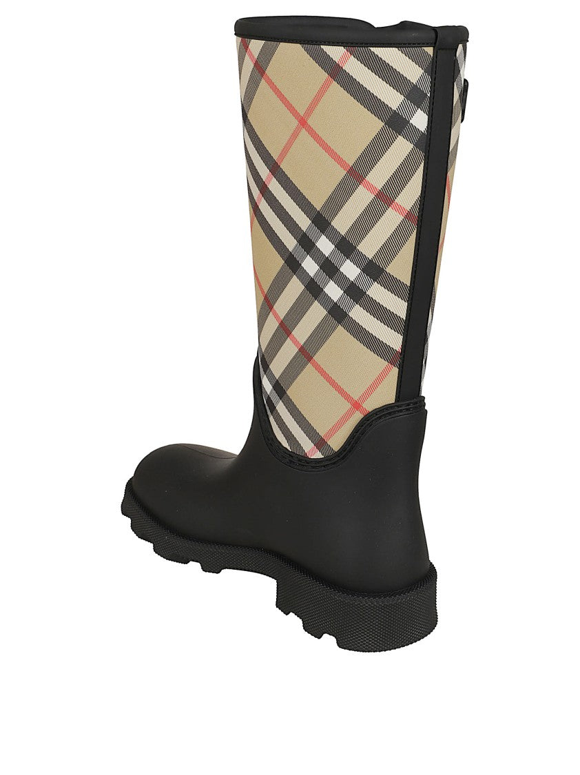 Burberry Woven Burberry Check Rain Boots