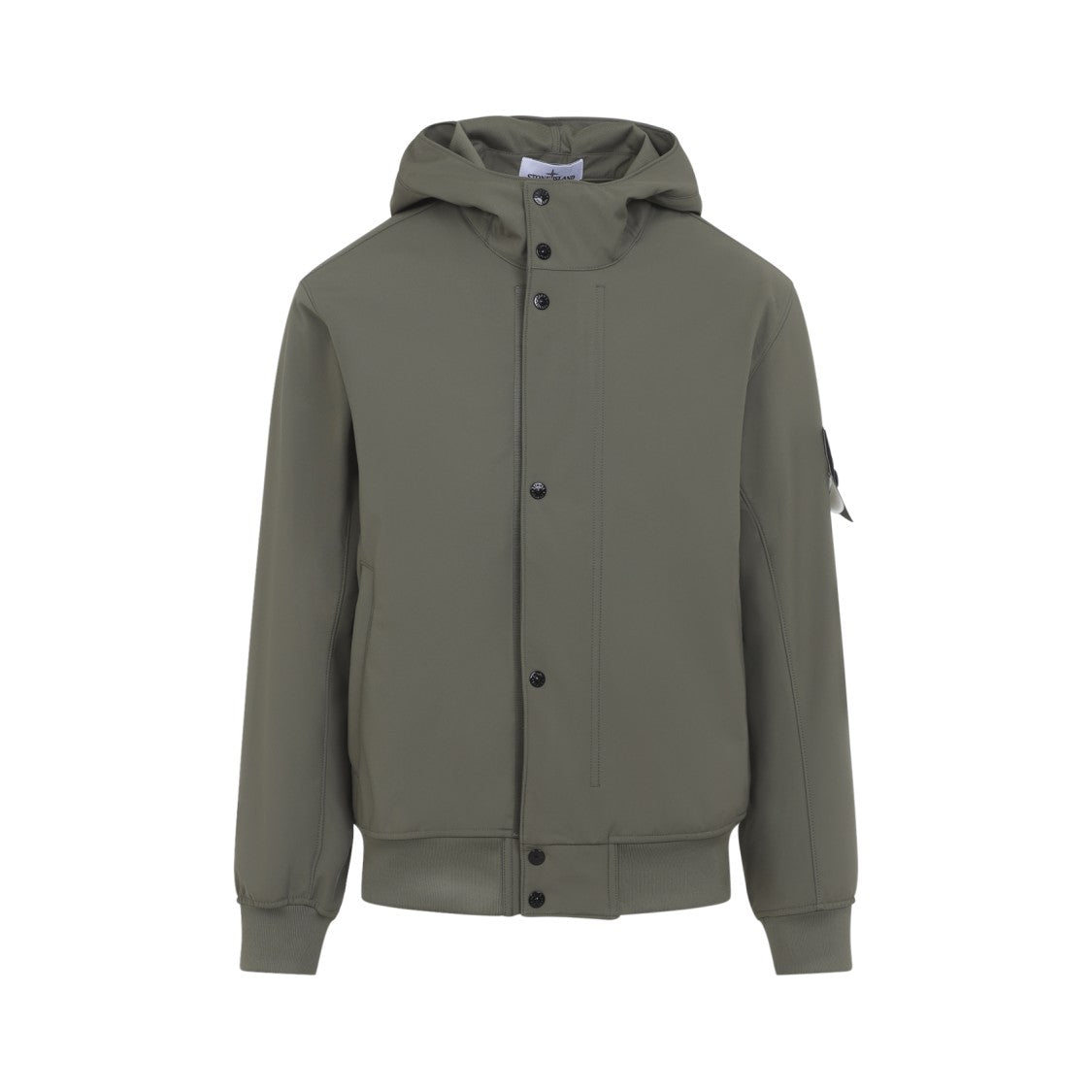 Stone Island Durable Polyester Blend Casual Jacket With Hood And Snap Closure