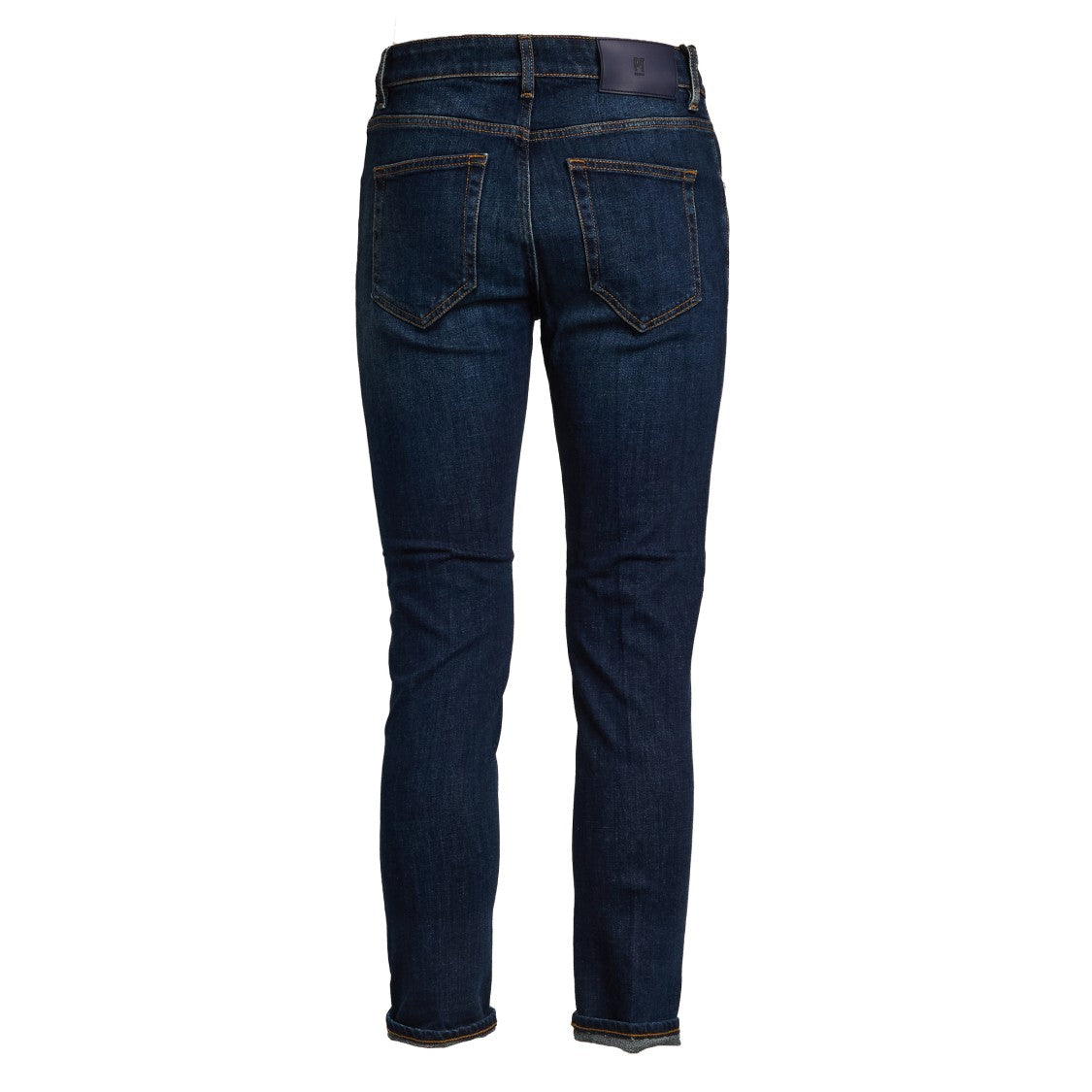 Pt Stretch Denim Jeans With Five-Pocket Design And Leather Patch