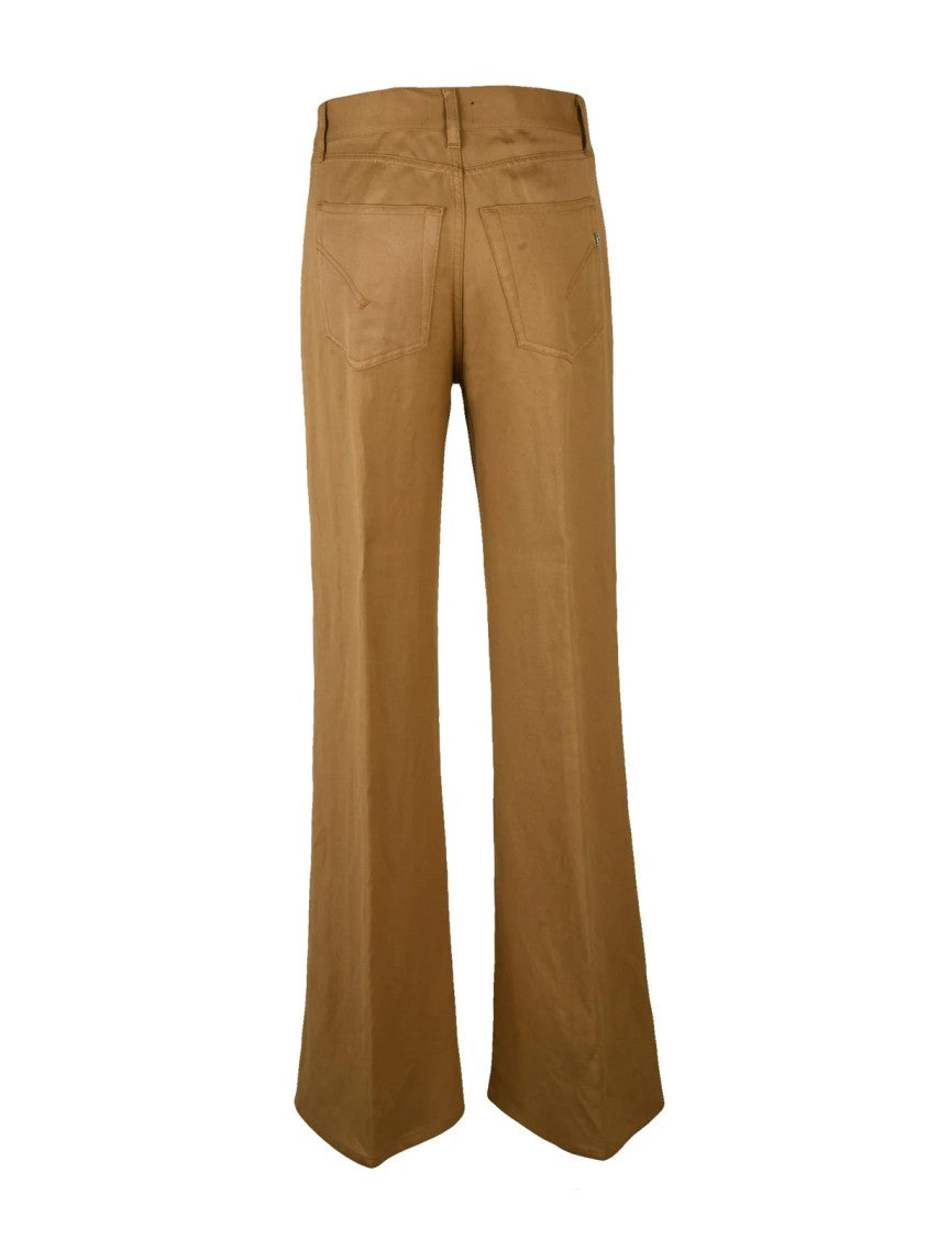 Dondup Brown Amber Fluid Viscose-Blend Wide-Leg Pants