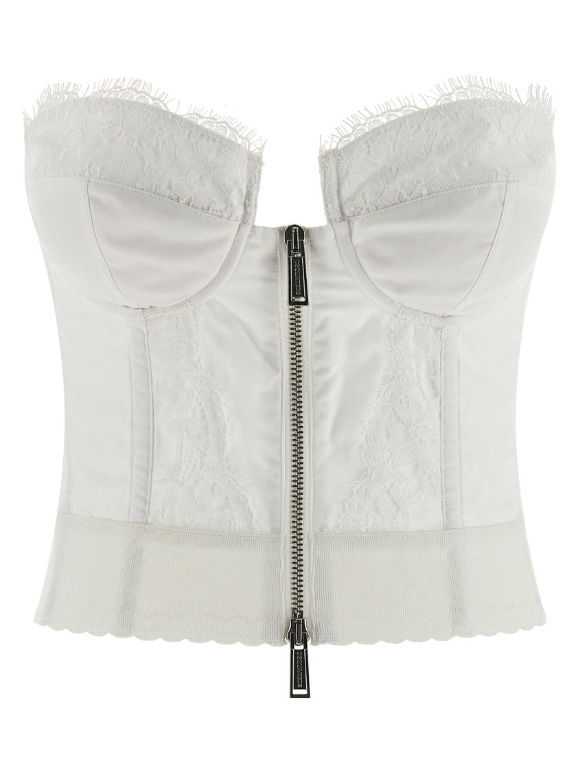 Dsquared2 Off-The-Shoulder Bustier Top With Lace And Tulle Detailing