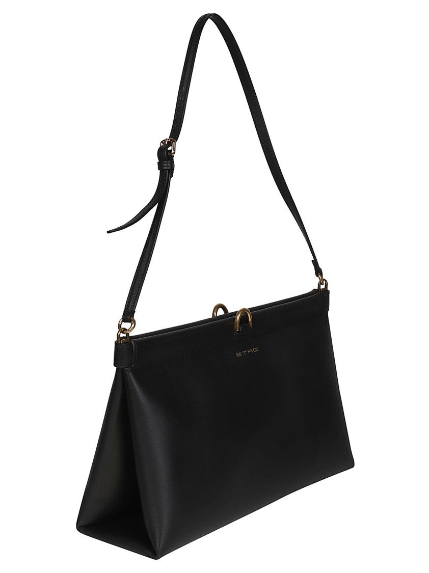 Etro Medium Talk Black Calf Leather Clutch
