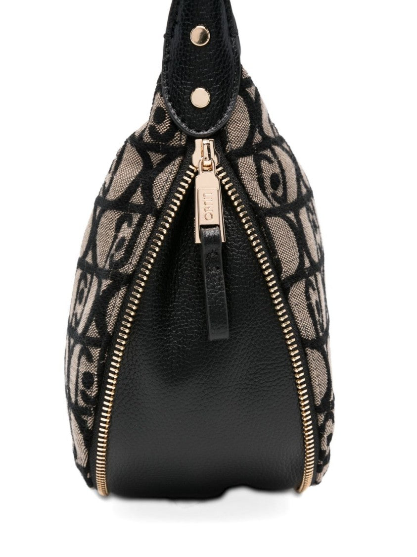 Liu Jo Curved Brown Shoulder Bag With Gold-Tone Accents