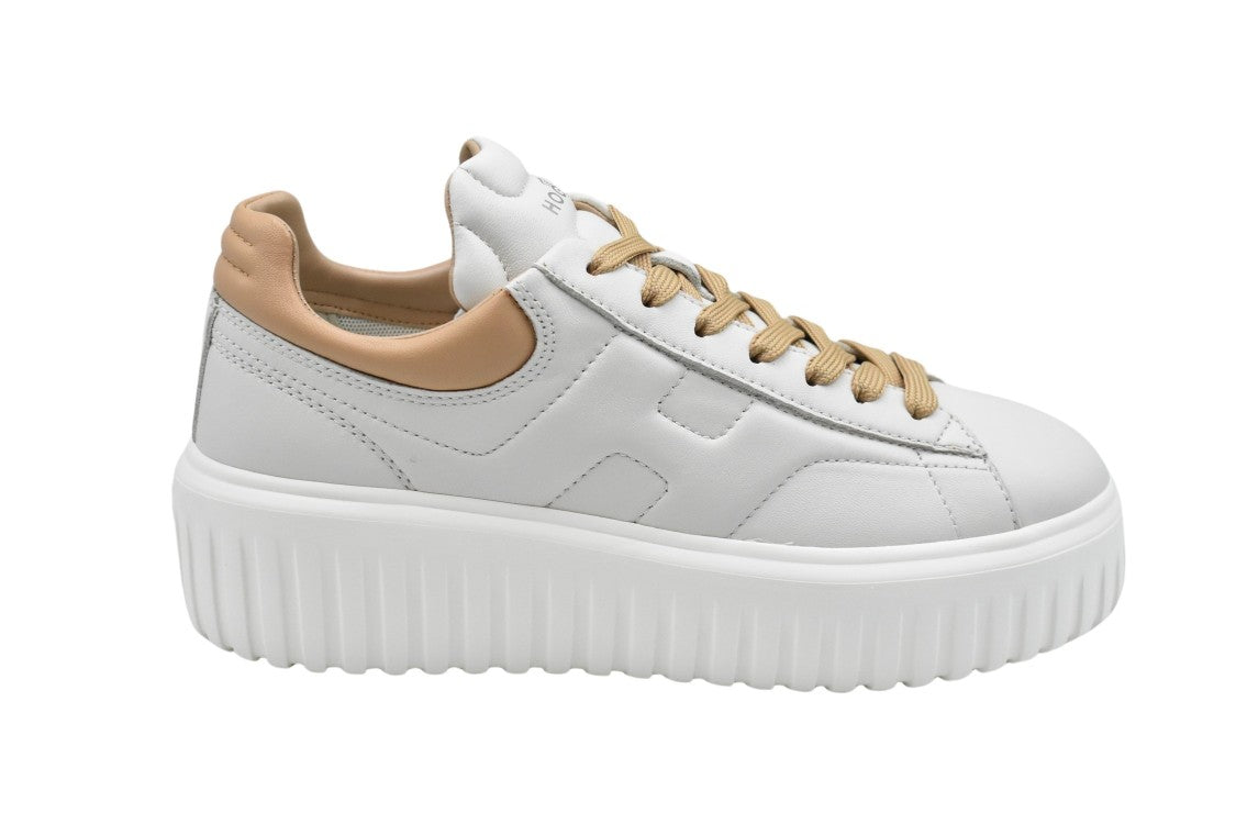 Hogan Ivory Sneakers With Platform Sole And Rounded Toe