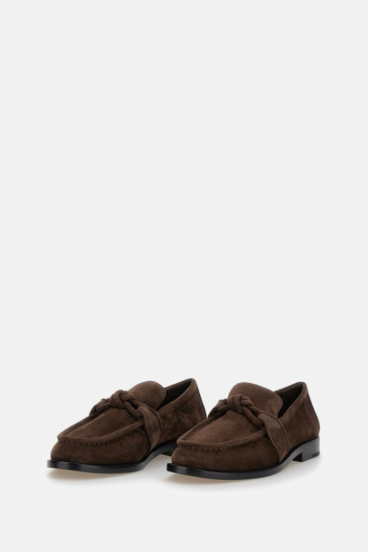 Bottega Veneta Brown Suede Moccasins With Knot Detail