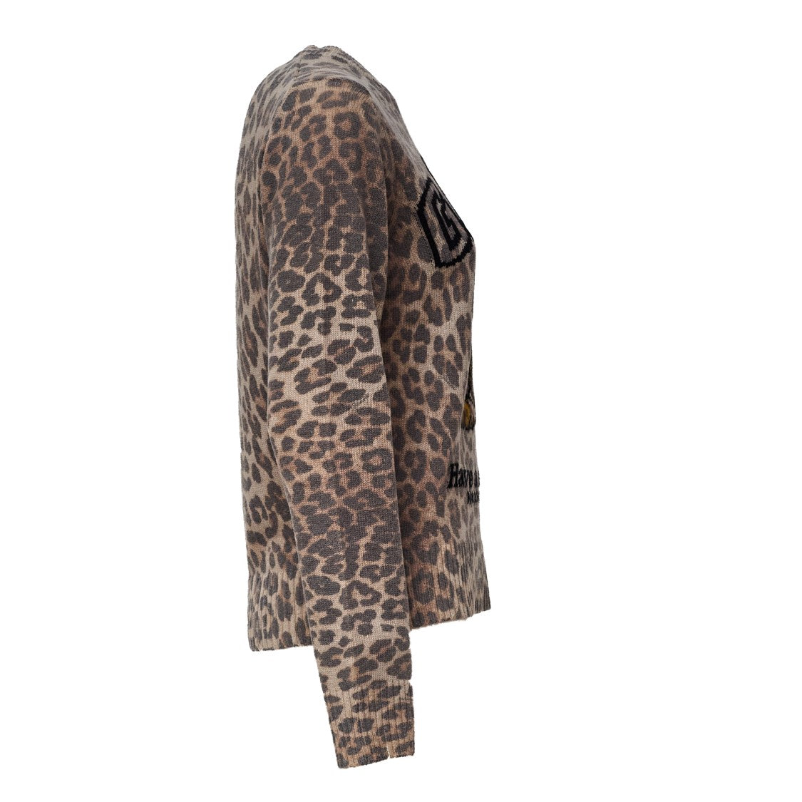 Ganni Brown Graphic Wool Sweater With Tiger Print