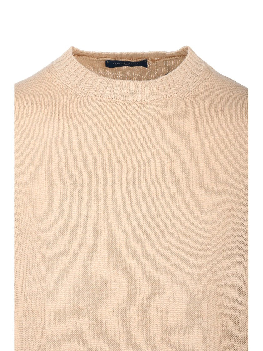 Daniele Fiesoli Beige Crewneck Linen-Blend Sweater